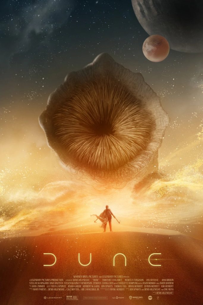 Dune poster art showing a giant sandworm