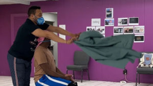 Wardell Julius Clark and Terry Guest in rehearsal for The Magnolia Ballet at About Face Theatre. Photo by Lucy Whipp.