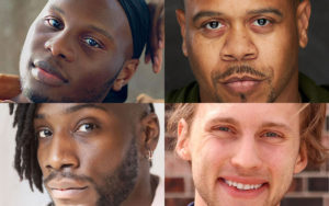 Grid of four close-up photographers with three Black men and one white man