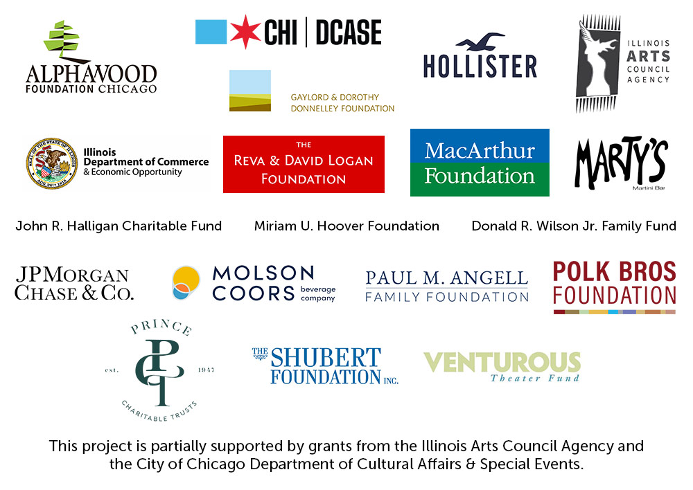 Logos of About Face Theatre's 2021-2022 season institutional funders